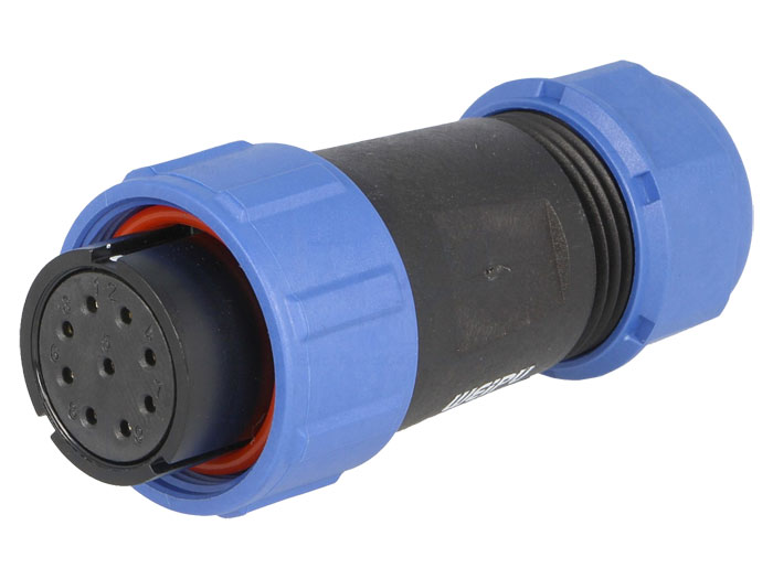 WEIPU SP21 Series IP68 - 9 Contacts Ø21 Waterproof Female Cable-Mount Connector - SP2110/S9II-1N