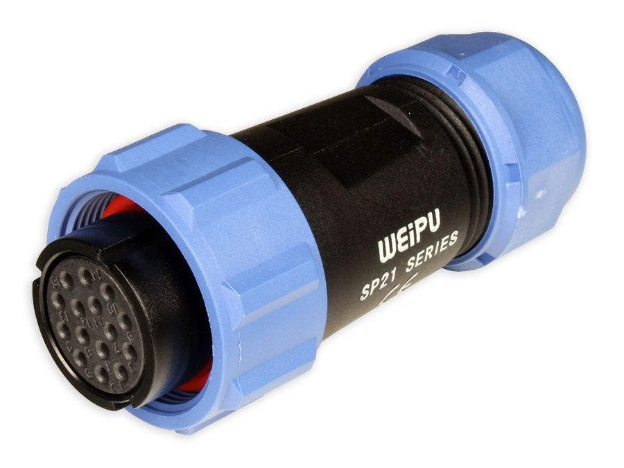 WEIPU SP21 Series IP68 - 15 Contacts Ø21 Waterproof Female Cable-Mount Connector - SP2110/S15II-1N