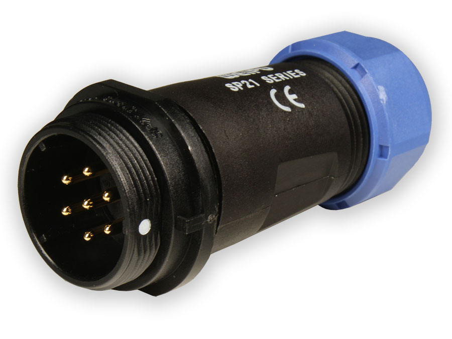 WEIPU SP21 Series IP68 - 7 Contacts Ø21 Waterproof Male Cable-Mount Connector - SP2111/P7II-1N