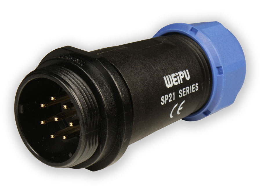 WEIPU SP21 Series IP68 - 8 Contacts Ø21 Waterproof Male Cable-Mount Connector - SP2111/P8II-1N