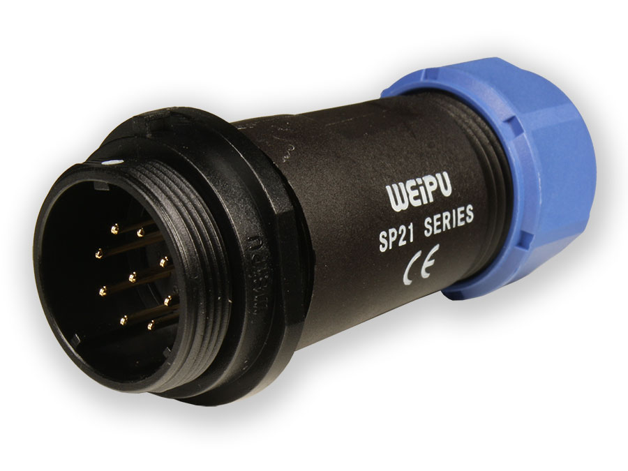 WEIPU SP21 Series IP68 - 9 Contacts Ø21 Waterproof Male Cable-Mount Connector - SP2111/P9II-1N