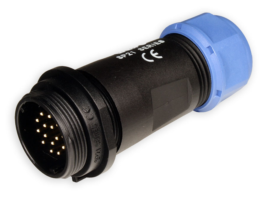 WEIPU SP21 Series IP28 - 15 Contacts Ø21 Waterproof Male Cable-Mount Connector - IP68 - SP2111/P15II-1N
