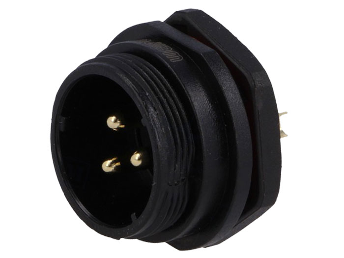 WEIPU SP21 Series IP68 - 3 Contacts Ø21 Waterproof Male Panel-Mount Connector - SP2112/P3-1N