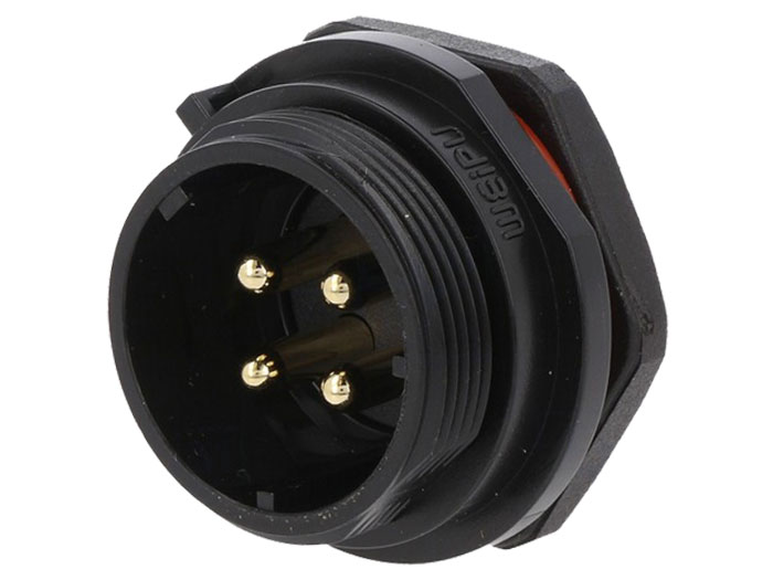 WEIPU SP21 Series IP68 - 4 Contacts Ø21 Waterproof Male Panel-Mount Connector - SP2112/P4-1N