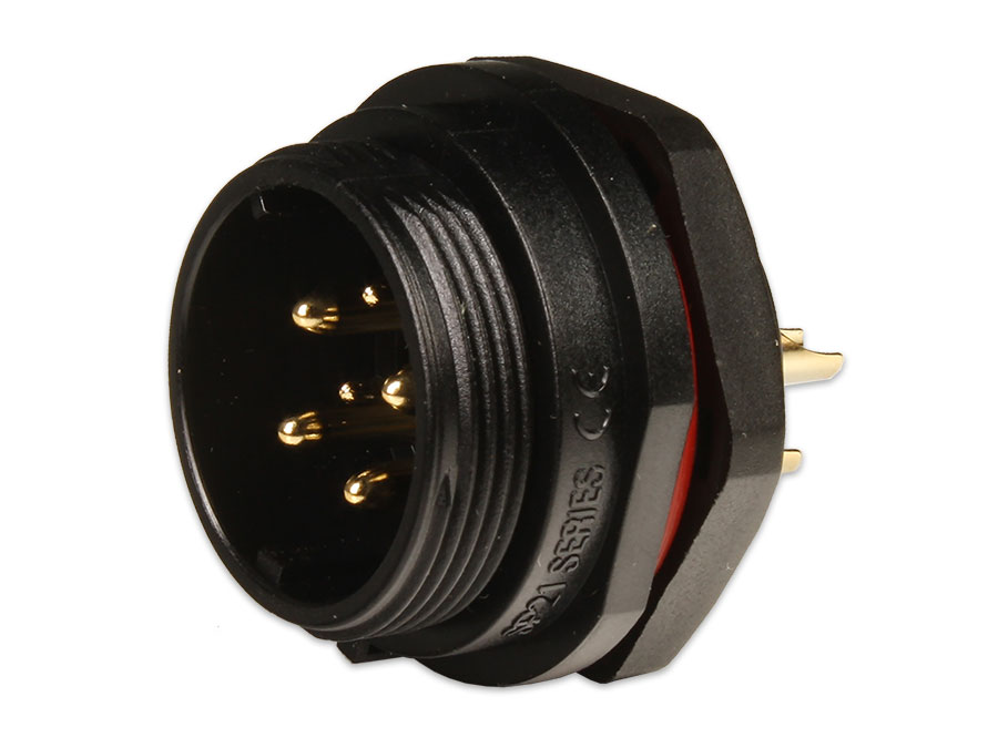 WEIPU SP21 Series IP68 - 6 Contacts Ø21 Waterproof Male Panel-Mount Connector - SP2112/P6-1N