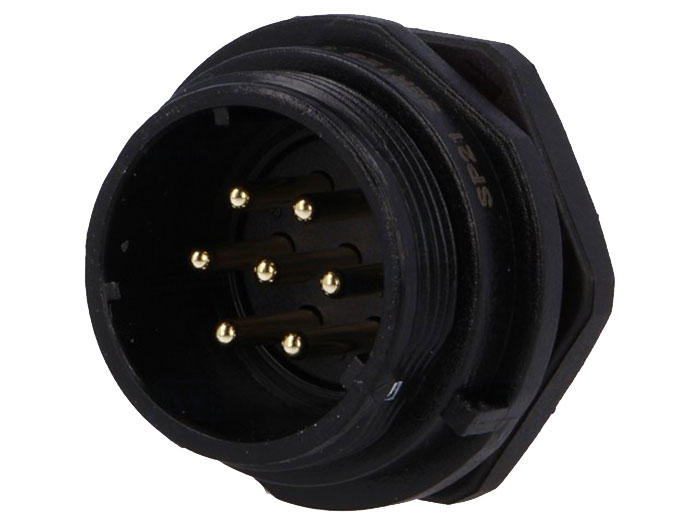 WEIPU SP21 Series IP68 - 7 Contacts Ø21 Waterproof Male Panel-Mount Connector - SP2112/P7-1N