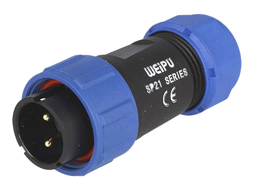 WEIPU SP21 Series IP68 - 2 Contacts Ø21 Waterproof Male Cable-Mount Connector - SP2110/P2II-1N