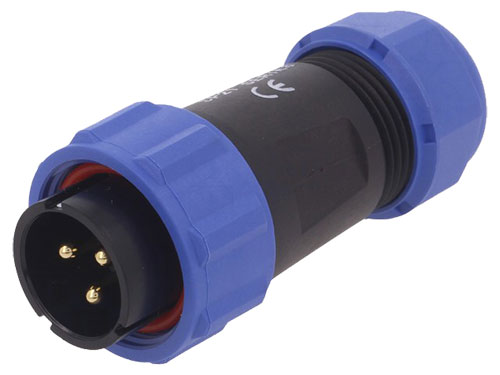WEIPU SP21 Series IP68 - 3 Contacts Ø21 Waterproof Male Cable-Mount Connector - SP2110/P3II-1N