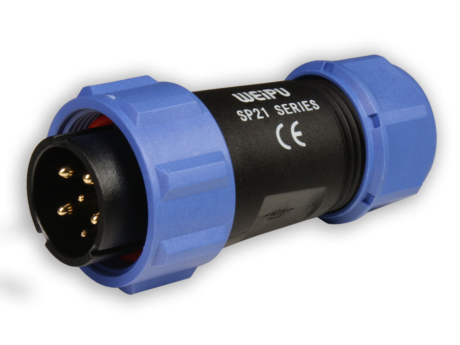 WEIPU SP21 Series IP68 - Connecteur Étanche Ø21 Mâle Aérien 6 Pôles - SP2110/P6II-1N