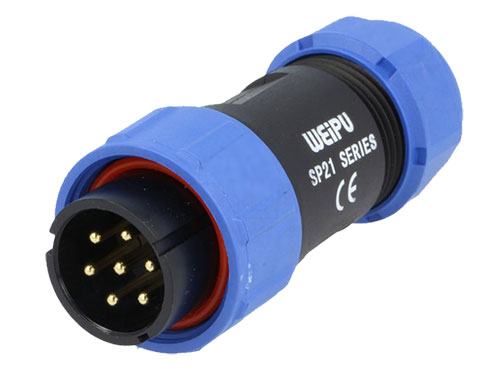 WEIPU SP21 Series IP68 - 7 Contacts Ø21 Waterproof Male Cable-Mount Connector - SP2110/P7II-1N