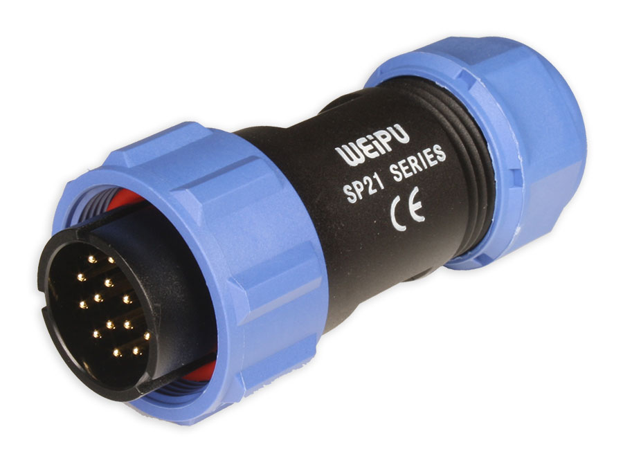 WEIPU SP21 Series IP68 - 15 Contacts Ø21 Waterproof Male Cable-Mount Connector - SP2110/P15II-1N