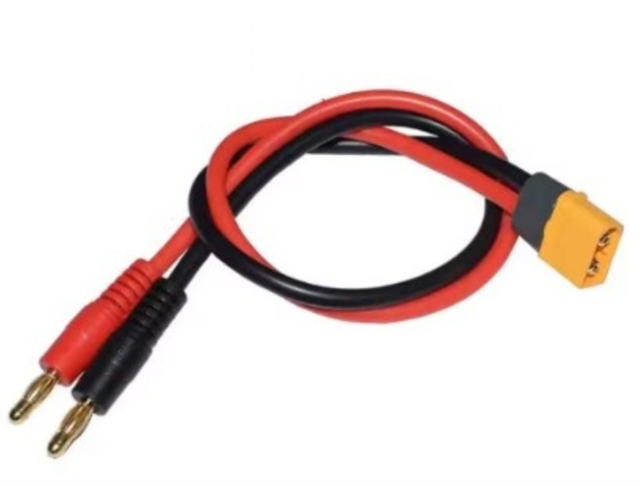 Conector XT60 Macho y Banana 4 mm con cable de silicona 14 AWG de 30 cm