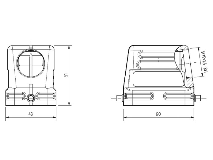 Murrelektronik B6 - Ficha HAN 6B 1 fechamento lateral - saída 90º - 70MH-GTDNL-A02C000