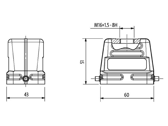 Murrelektronik - Ficha HAN 6B 1 Fechamento Lateral - Tomada reta - 70MH-GTDNL-A01A000