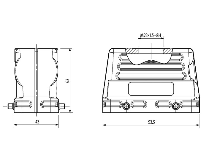 Murrelektronik - Conector HAN 16B Carcasa Cierres Dobles - Salida Recta - 70MH-GTFNQ-A01C000