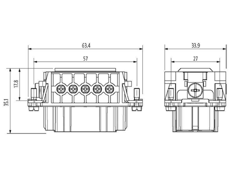 Murrelektronik B10 - Connecteur Femme HAN 10B - 10 + PE Contacts à Vis - 70MH-EB010-ES03020