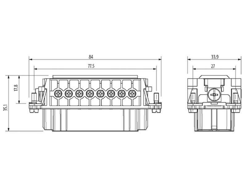 Murrelektronik B16 - Connecteur Femme HAN 16B - 16 + PE Contacts à Vis - 70MH-EB016-FS03020