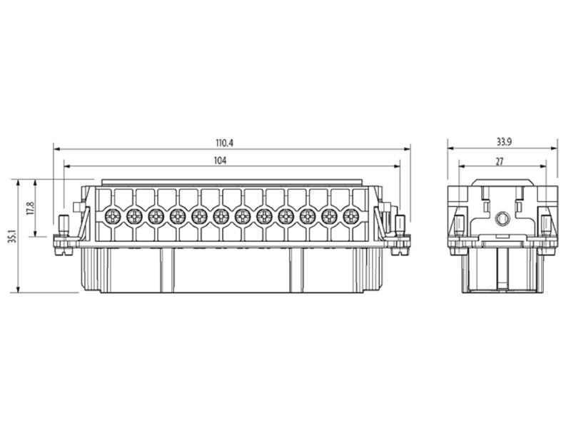 Murrelektronik B24 - Connecteur Femme HAN 24B - 24 + PE Contacts à Vis - 70MH-EB024-GS03020