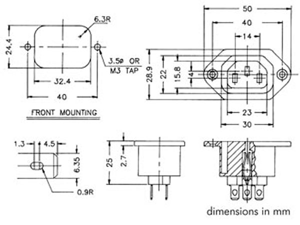Connecteur CEI 60320 C13 Châssis Femelle - 31208