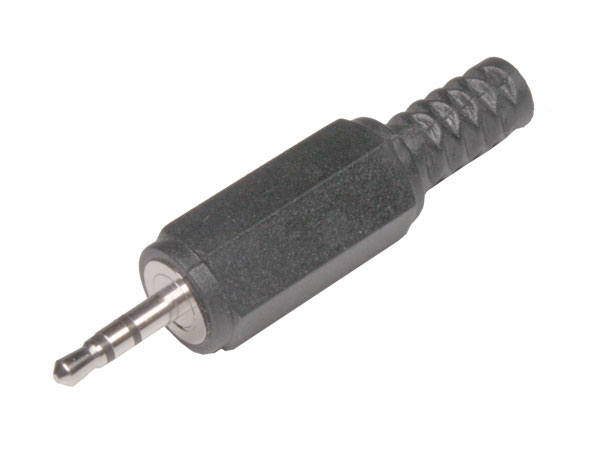 Ficha Jack 2,5 mm Aérea Macho 3 Pinos Reta Plástico