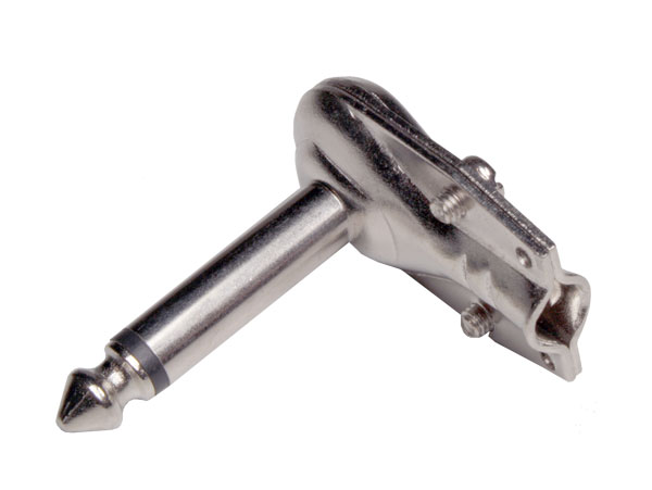 Ficha Jack 6,3 mm Aérea Macho 2 Pinos Cotovelo Metálica Niquelada