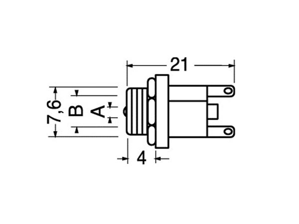 Connecteur Jack Alimentation Femelle Chassis 5,5 mm - 2,5 mm - Fileté - 14.462/2,5