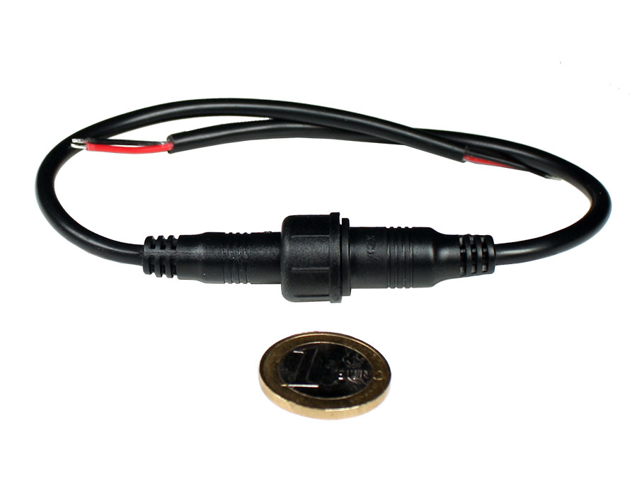 5.5 mm - 2.1 mm Pair Jack Connectors - Male Power Plug - Waterproof