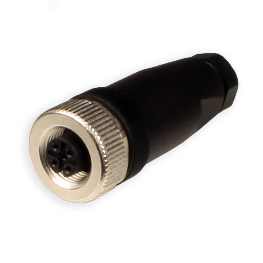 M12 Circular Connector, 4 Poles, Straight Female, A-Coding