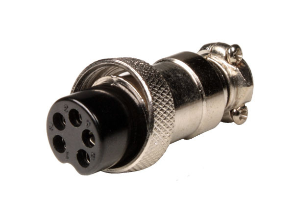 Ficha Microfone GX16 Aérea Fêmea 5 Pinos