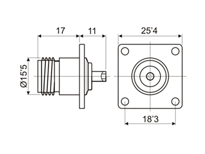 N-Type Panel-Mount Female Connector with Solder Contact