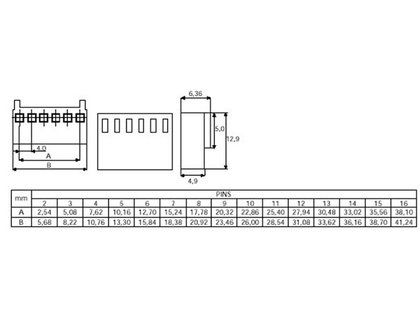 Connecteur à Carte - 2,54 mm Fiche Boîtier Femelle - 8 Pôles