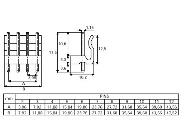 Connecteur à Carte - 3,96 mm Mâle Droit - 8 Pôles