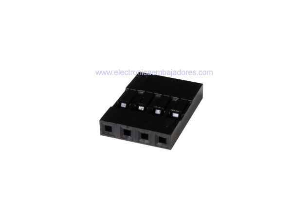 Caja Contactos Conector Poste no Polarizado 2,54 mm - 4 Contactos (Tipo Dupont)