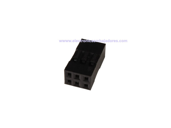Caja Contactos Conector Poste no Polarizado 2,54 mm - 2x3 Contactos (Tipo Dupont)