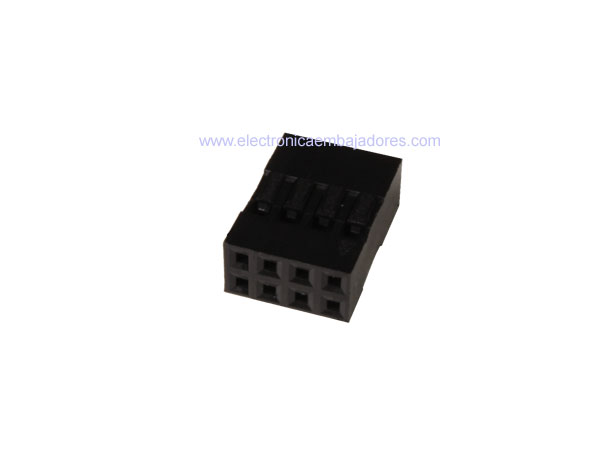 Caja Contactos Conector Poste no Polarizado 2,54 mm - 2x4 Contactos (Tipo Dupont)