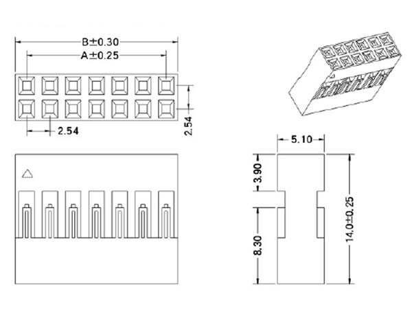 Caja Contactos Conector Poste no Polarizado 2,54 mm - 2x3 Contactos (Tipo Dupont)