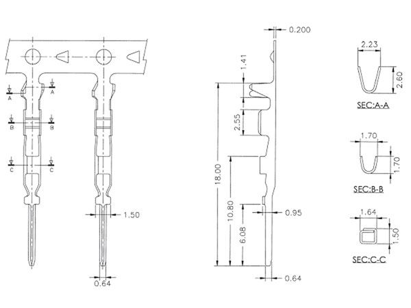 Terminal Macho para Ficha Poste não Polarizado 2,54 mm (Tipo Dupont)