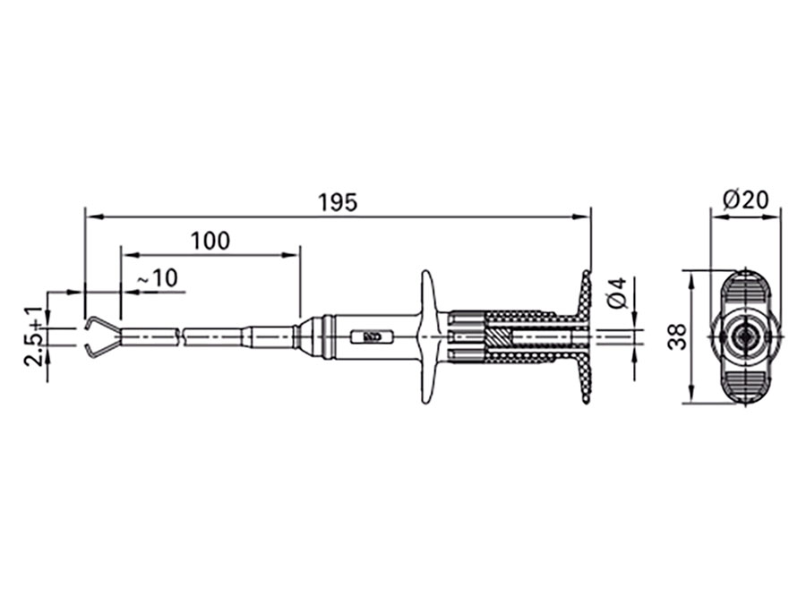 Stäubli GRIP-B/100 - Sonda de Teste Longa Flexível de Precisão - Azul - 66.9117-23