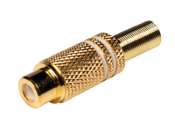 Connecteur RCA Femelle Fiche Droite Métallique - Blanc