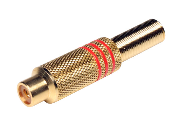 Connecteur RCA Femelle Fiche Droite Métallique - Rouge - 10,595/D/R