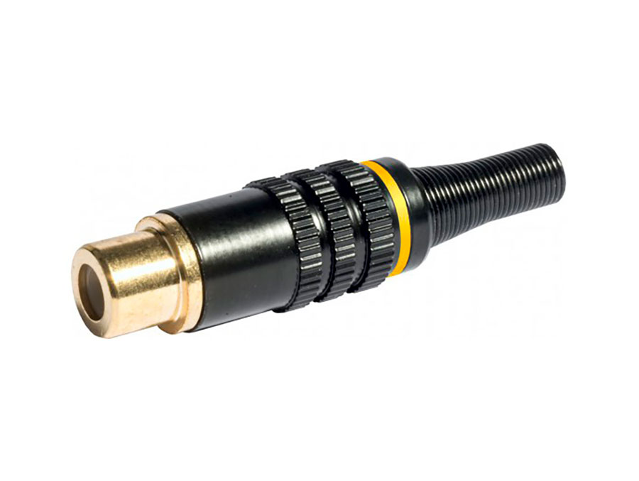 Emelec - Conector RCA fêmea reto metálico amarelo 4,5 MM - EQ9030/BY