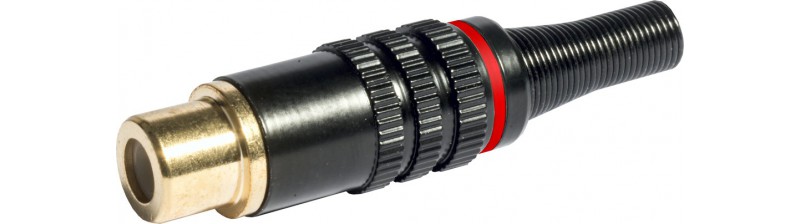 Emelec -  Conector RCA Aerial Female Straight Metal Vermelho 4,5 MM - EQ9030/BY