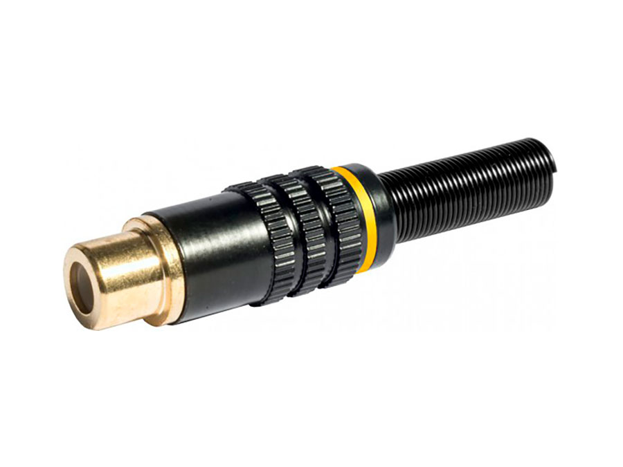 Emelec - Conector RCA fêmea reto metálico amarelo 6 MM - EQ9030/BY