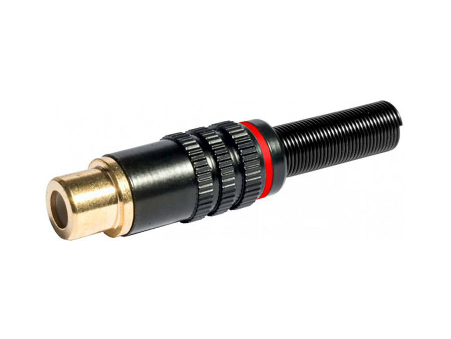 Emelec -  Conector RCA Aerial Female Straight Metal Vermelho 6 MM - EQ9030/BR