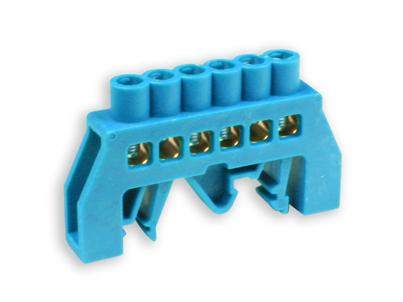 Barrette équipotentielle électrique 6 contacts Ø5mm Bleu TB3SL