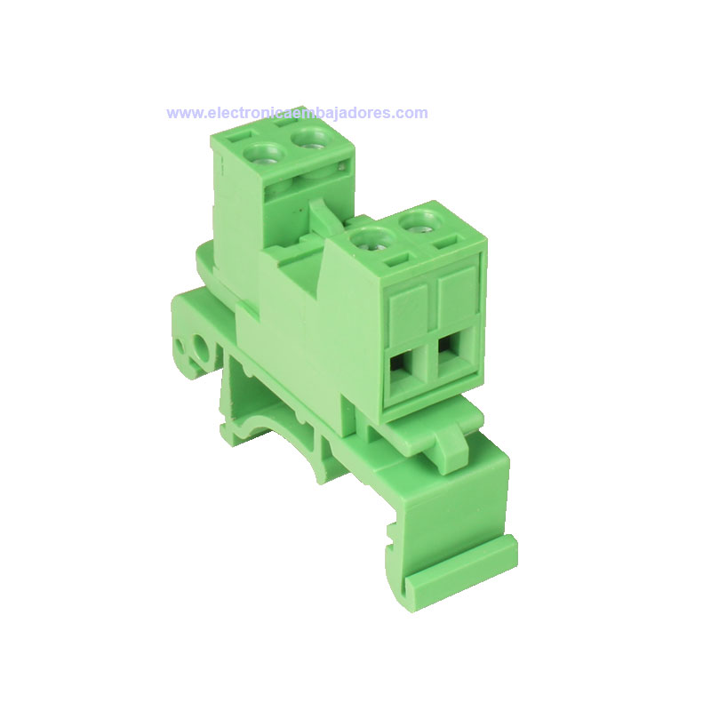 Bloque de Terminales Montaje Carril DIN Enchufable Macho Cerrado , 2 Vías, 5.08mm, 10A, Verde