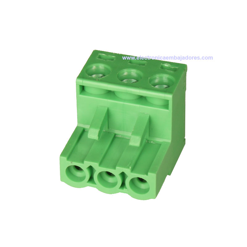 Bloque de Terminales Montaje Carril DIN Enchufable Macho Cerrado , 3 Vías, 5.08mm, 10A, Verde