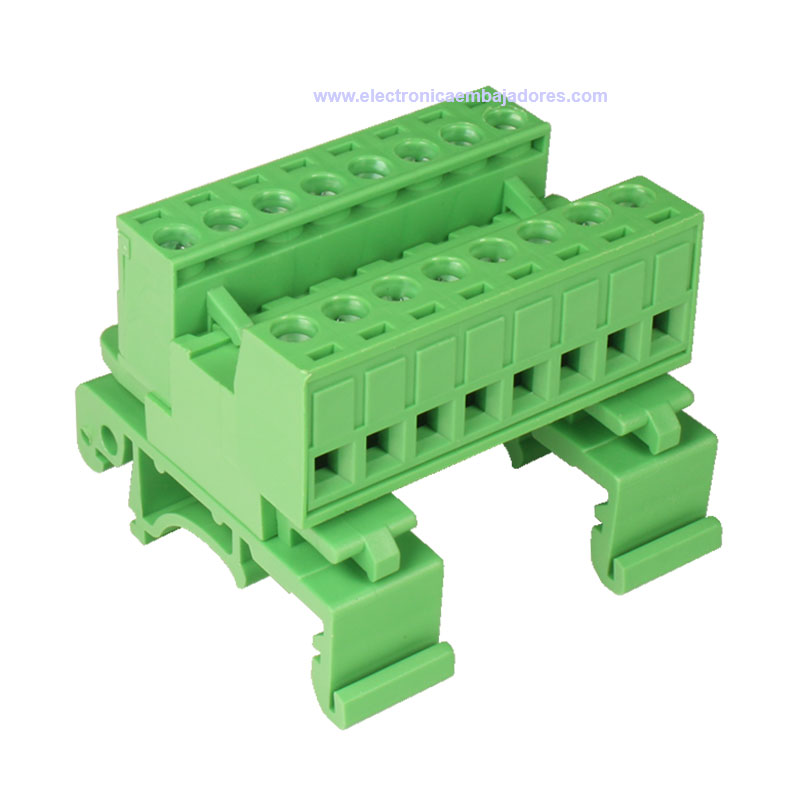 Bloque de Terminales Montaje Carril DIN Enchufable Macho Cerrado , 8 Vías, 5.08mm, 10A, Verde