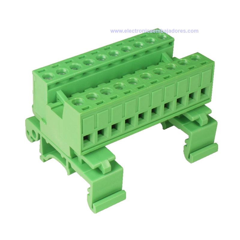 Bloque de Terminales Montaje Carril DIN Enchufable Macho Cerrado , 10 Vías, 5.08mm, 10A, Verde