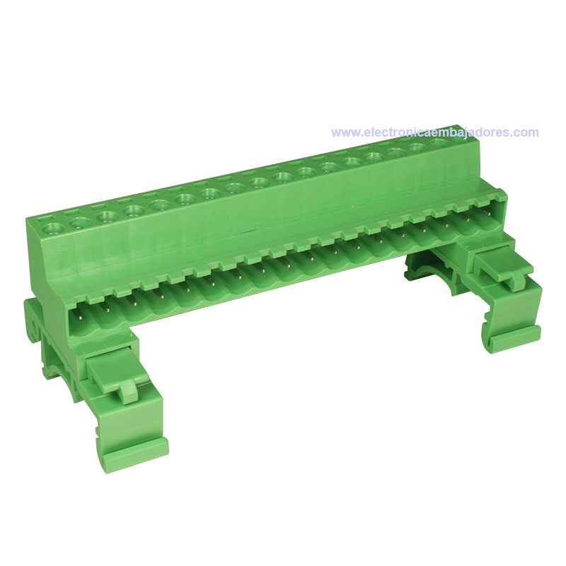 Bloque de Terminales Montaje Carril DIN Enchufable Macho Cerrado , 18 Vías, 5.08mm, 10A, Verde